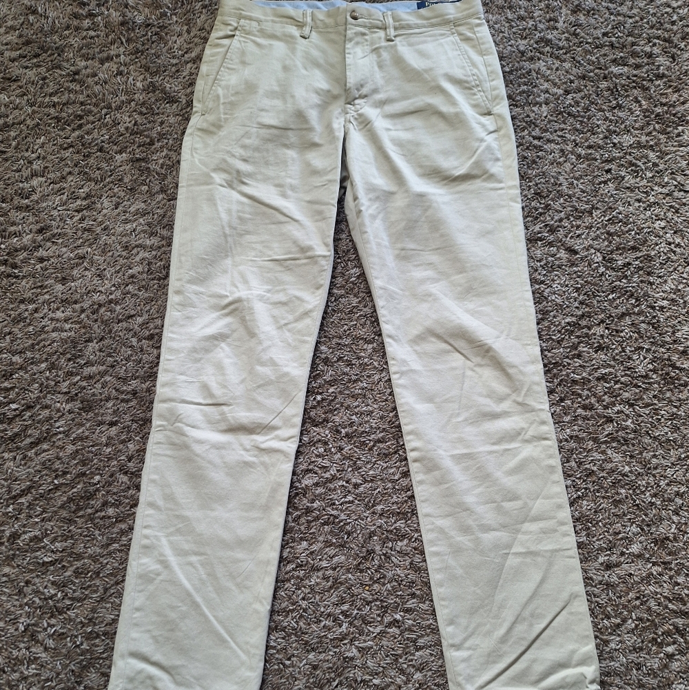 Polo Ralph Lauren Mens 32x34 Classic Fit 97% Cotton Pants Tan Beige Khaki